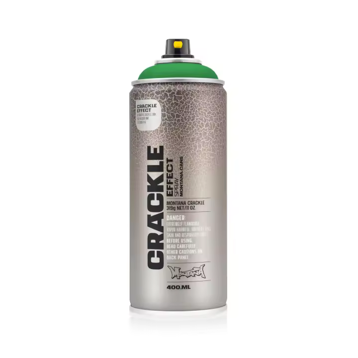 Montana Cans Efecto Craquelado Color Verde 400ml - efecto agrietado, acabado mate, presión media, compatible con otros colores, requiere imprimación y color base, para cualquier superficie - 1