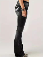 Pantalones Vaqueros Flared De Denim Para Mujer Estilo Europeo Y Americano Casual Adecuados Para Viajes Diarios Cierre De Cremallera - details 8