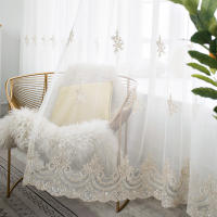 Cortina De Tules Bordada En Blanco Con Patrón De Flor Lujo Francés Para Decoración De Ventanas Y Habitaciones Estilo Europeo Y Americano - details 0