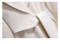 Vestido Traje Nueva 2024 Manga Larga Estilo Coreano En Caqui Blanco O Negro Con Cinturón Plisado Adecuado Para Invierno Ropa Caliente Para Mujer - details 17