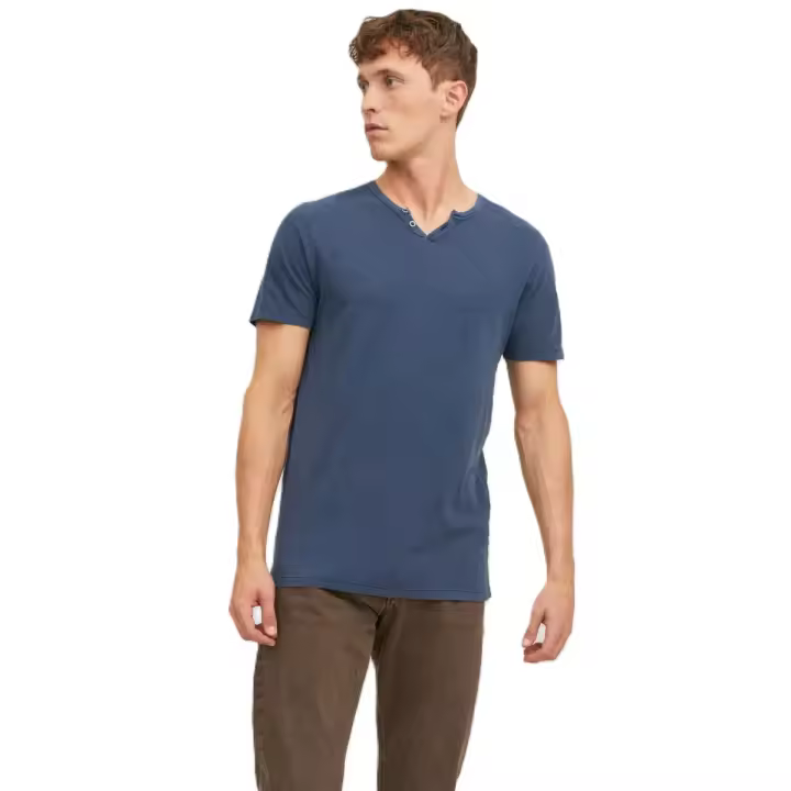 Camiseta con botones hombre Jack & Jones 12164972 manga corta color azul - 1