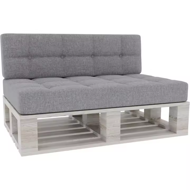 Cojines para paletas Cojines Acolchados con Botones, Cojines para paletas Cojín de Asiento Cojín de Respaldo PFG Acolchado (Set (Cojín del Asiento 120x80 +Respaldo 120x40), Gris) - 1