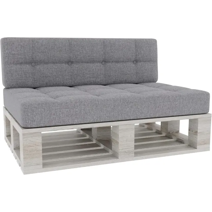 Cojines para paletas Cojines Acolchados con Botones, Cojines para paletas Cojín de Asiento Cojín de Respaldo PFG Acolchado (Set (Cojín del Asiento 120x80 +Respaldo 120x40), Gris) - 1