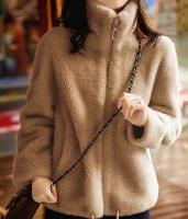 Abrigo De Mujer Caliente Con Cierre De Cremallera Y Doble Cara De Peluche Acolchado Cuello Alto Faux Fur Abrigo De Mujer - details 6