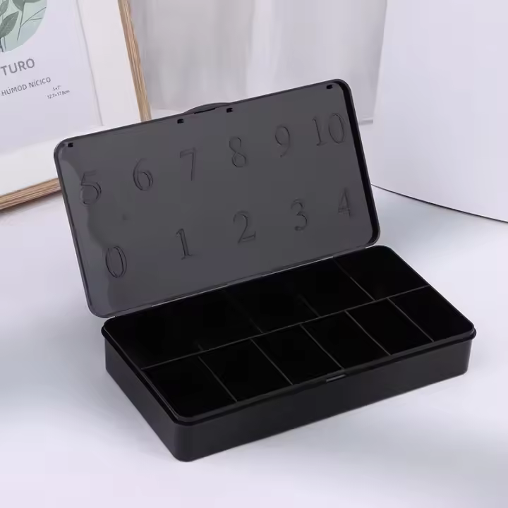 Caja De Uñas Vacía Multicolor De 2 Tamaños Caja De Almacenamiento Para Uñas De Acrílico Con 11 Compartimentos Tool De Arte De Uñas - 1