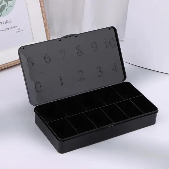 Caja De Uñas Vacía Multicolor De 2 Tamaños Caja De Almacenamiento Para Uñas De Acrílico Con 11 Compartimentos Tool De Arte De Uñas - 1