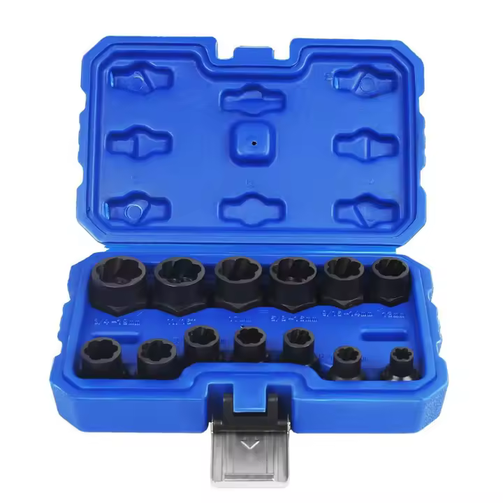 Juego de herramientas de 13 piezas para pernos dañados por impacto, llave de tubo para extracción de tornillos y tuercas - 1