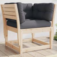 vidaXL Sofá jardín con reposabrazos con cojines madera pino impregnada en color Impregnado natural/Marrón cera/Pino natural y más | acolchados duraderos para sofás de jardín terraza exterior - details 2