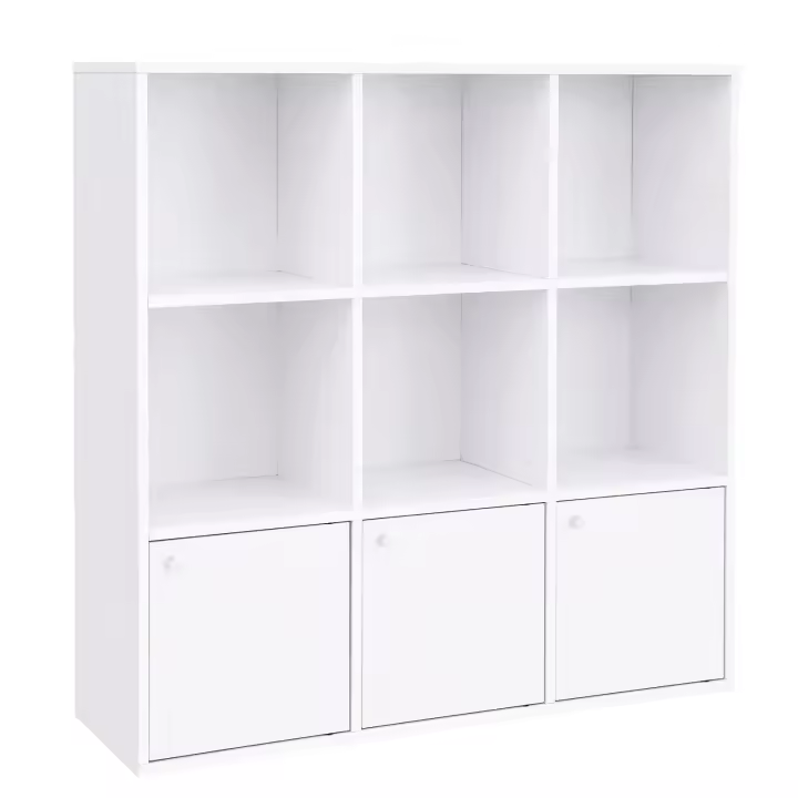 VASAGLE Biblioteca, Librería de Madera, Biblioteca Infantil, Estantería de Libros, para CDs y DVDs, para Estudio, Oficina, 6 Cubos estantes, con 3 Cajones Inferiores, Blanco - 1