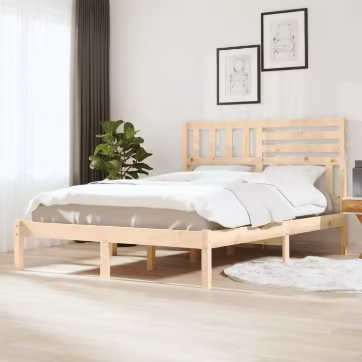 Estructura de cama sin colchón madera maciza de pino 120x190 cm - 1