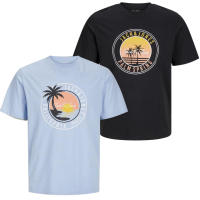 Jack & Jones SS25 Hombre Pack 2 Camisetas de Algodón Mod JJPALM TEE CREW logo estampado Moda Casual Informal REF 269418 - details 1