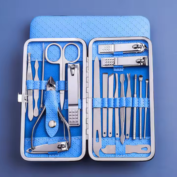 Juego De 19 Piezas Cortauñas En Acero Inoxidable Con Estuche Portátil Herramienta De Aseo Para Uñas Con Arte De Manicura - 1