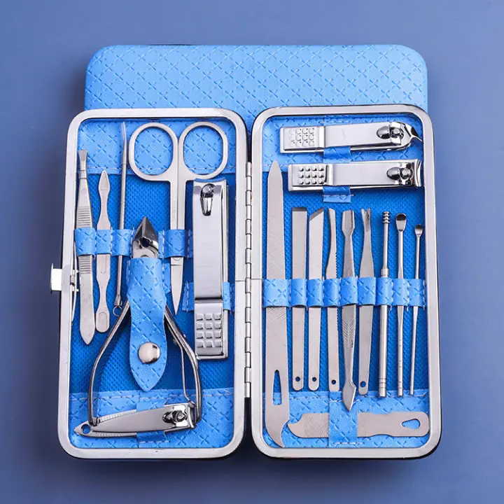 Juego De 19 Piezas Cortauñas En Acero Inoxidable Con Estuche Portátil Herramienta De Aseo Para Uñas Con Arte De Manicura - 1