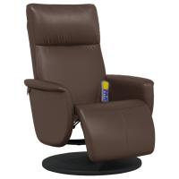 vidaXL Sillón reclinable masaje con reposapiés cuero sintético Marrón, Gris, Negro Sillon Dormitorio Sillon Comodos Silla Relax Sillón Sofá - details 2