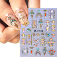 Pegatinas De Uñas 5D Estilo Bohemio Con Estrella Flor Y Diamantes Adornos Para Manicura DIY Decoración De Uñas Con Patrón De Línea Solar - details 3