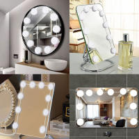 Luces LED de tocador para espejo, luces de tocador estilo Hollywood con 10 bombillas regulables, color y brillo ajustables, cable USB, luces de espejo adhesivas para maquillaje, mesa de - details 2