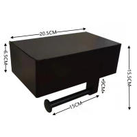 BIT Portarrollos de papel higiénico con compartimento húmedo, soporte de pared negro mate, soporte de papel higiénico de acero inoxidable, autoadhesivo o perforado - details 3