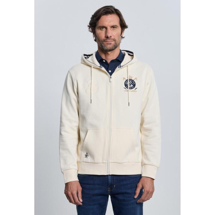 Sudadera con Cremallera Valecuatro Escudo Blanco Roto