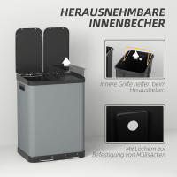 Cubo de basura 2x30L con pedal Cubo de basura con tapa y pedal, metálico Cube with interior Cube, ideal para el salón y la Oficina. - details 3