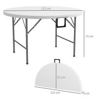 Outsunny Mesa Auxiliar Redonda Mesa de Jardín Plegable con Marco de Acero y Encimera de HDPE Carga 80 kg para Interior y Exterior Ø122x73 cm Blanco - details 7