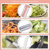 moem&an Pelador Patatas con Cuchillo, 3en1 Multipelador de Frutas y Verduras, Pelador Verduras, Pelador Multiusos | Pela Laminas Juliana | Cuchillas: Acero Inoxidable, Oscilantes, Afiladas | Mango Ergonómico - details 4