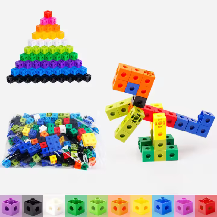 Bloques De Construcción En Forma De Cuadrado Y Cubo Juegos De Rompecabezas Para Niños DIY Asamblea De Modelos Juguetes Educativos Para Edades 3-12 - 1