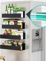 Organizador Magnético Para Cocina Estante Para Nevera Almacenamiento De Especias Estructura De Hierro Negro Ahorra Espacio Para Armario En El Lado De La Nevera - details 2