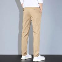 Pantalones De Verano Casuales Para Hombre En Caqui Y Gris Cintura Elástica Comodidad Ultrafinos De Seda Helada Pantalones Negocios Estilo Recto Ropa De Marca - details 6