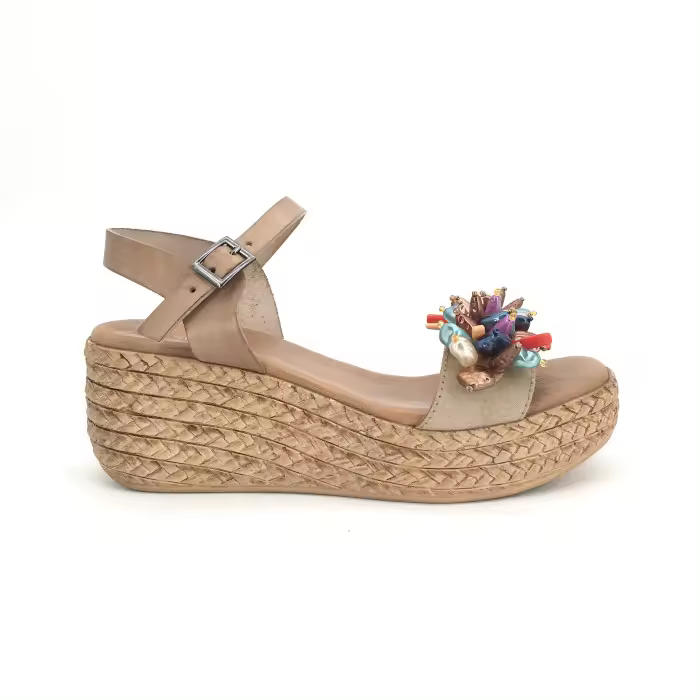 Sandalia Porronet para mujer, mod.3039, Sandalia de verano con tira de pedreria de colores muy cómoda - 1