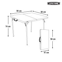 Mesa cuadrada plegable blanco 94x94x74 cm Lifetime - details 7