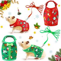 Set De Correa Y Arnés Para Pequeños Animales De Peluche Resistente Al Escape Disfraz De Navidad Rojo/Gris Para Hamster Rata Y Conejo - details 6