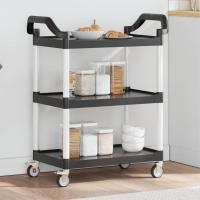 vidaXL Carrito de 3 niveles aluminio 81x41x92 cm en color Negro/Gris - details 0