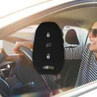 Banner - Funda silicona mando llave de coche 3 botones compatible con Peugeot negro
