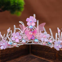 Diadema De Princesa Estilo Oceánico Con Mariposa Y Flores Accesorio Lindo Para El Cabello Para Niñas Adorno De Cabeza En Halloween - details 2
