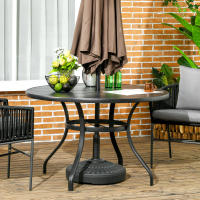 Outsunny Mesa Jardín Exterior Redonda de Acero Ø115x72 cm Mesa Terraza Exterior con Tablero de listones Agujero para Sombrilla Estable Resistente a la Intemperie Fácil de Montar Negro - details 1