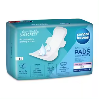 Compresas postparto Discreet con alas de noche (8uds). Canpol Babies - 1