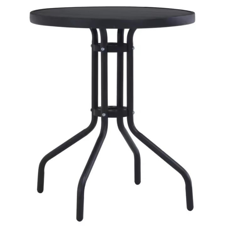 Mesa de jardín acero y vidrio negro 80 cm - 1