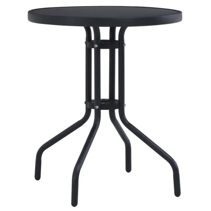 Mesa de jardín acero y vidrio negro 80 cm - 1