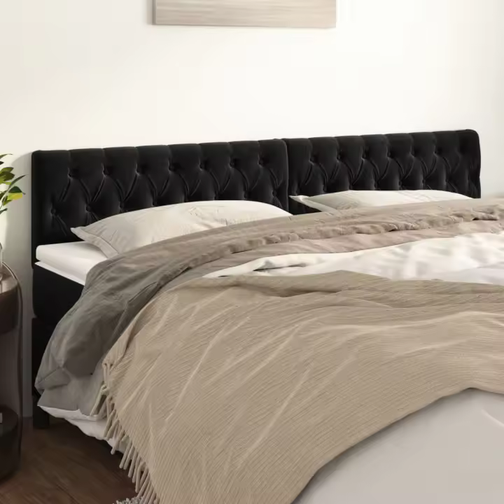 vidaXL Cabeceros 2 unidades de terciopelo negro 100x7x78/88 cm - 1