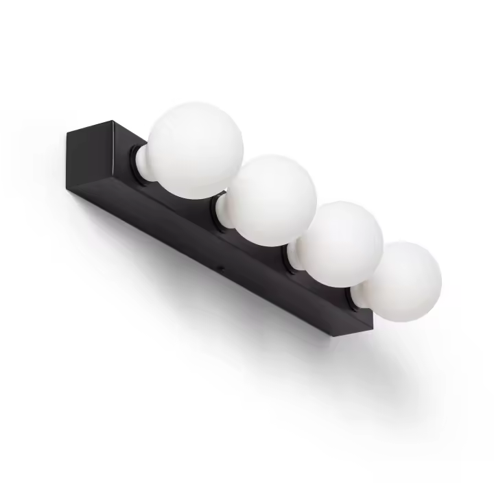 Ledkia Lámpara de Pared Baño Metal 4 Focos Aizkra Negro - 1