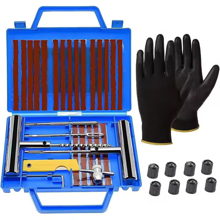YIJIA | kit de reparación de neumáticos de automóviles 37 piezas,Kit de reparación de neumáticos desinflados, neumático pinchado Meche para automóviles, motocicletas, camiones, ATV - 1