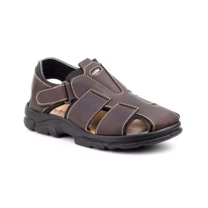 7003 Marrón y Negro Hecho en España Sandalia Californiana Bio Hombre Piel Marrón y Negro Morxiva Numeración: 39-46 Marca: Morxiva Corte exterior de piel vacuno Forro interior textil acolchado Plantilla de piel flor Cierre tipo velcro Suela ligera antidesl - 1
