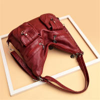 Mochila Vintage De Cuero Sintético Para Mujer Diseñadora 3 En 1 2024 Bolso De Escuela Viaje Mochila Para Damas - details 7