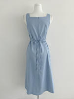 Vestido Largo De Hombros Sin Mangas Estilo Francés Vintage Para Mujer REALEFT Verano 2025 Vestido A-Line Recto Casual De Cuello Cuadrado Midi Zipper - details 21