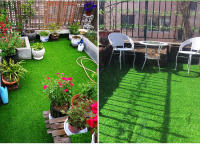 Cesped artificial terraza exterior  - rollo cesped artificial 2x0.5m 30mm de altura con alta densidad - calidad profesional - Hilo de hierba retardante de llama - details 5