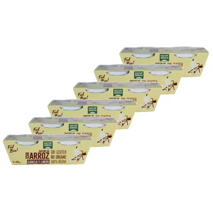 Pack 6x Postre de Arroz con Canela y Limón Ecológico (2x125 g) NaturGreen - 1