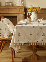 Mantel De Lino Rectangular Texturizado Con Flores Resistente a Manchas Y Caída Ligero Para Cocina Uso En Fiesta Banquete Hotel - details 5