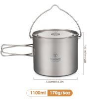 TOMSHOO Sartén De Camping De Titanio Ultraligera Con Tapa Y Mango Plegable Para Cocina Al Aire Libre Tamaños 0.75L/0.9L/1.1L/1.6L/2L/2.8L - details 14