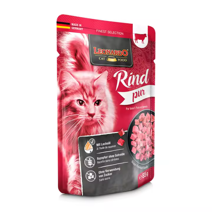 Leonardo Puro Ternera para Gatos Sobres para Gatos - 16 unidades x 85 gr - 1