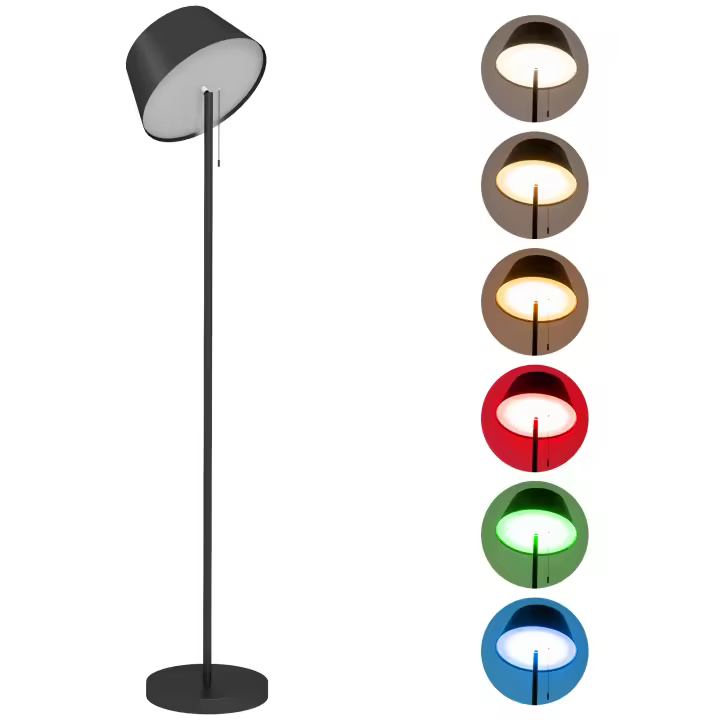 Outsunny Lámpara de Pie Solar Lámpara de Pie para Exteriores, Lámparas Solares LED Recargables por USB para Interiores, Lámpara de Pie Impermeable IP44, Blanco Cálido Regulable, Interruptor de Cadena, Negro - 1